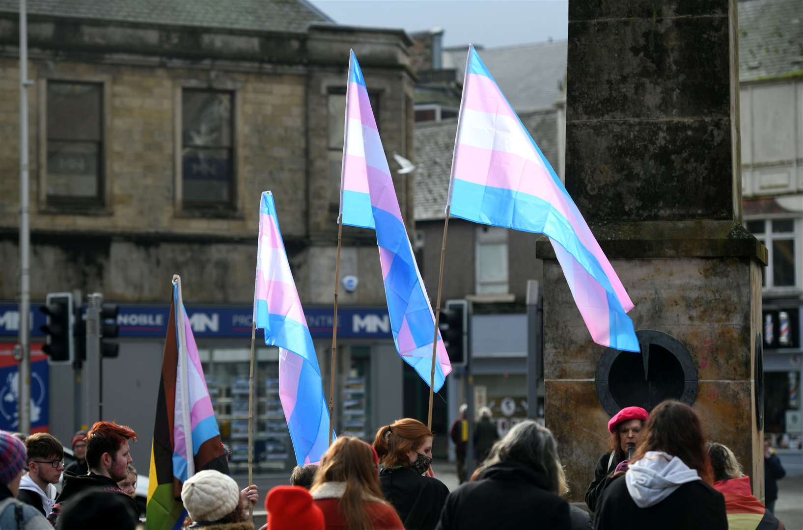 Transgender flags at Falcon Square in Inverness. Picture: James Mackenzie