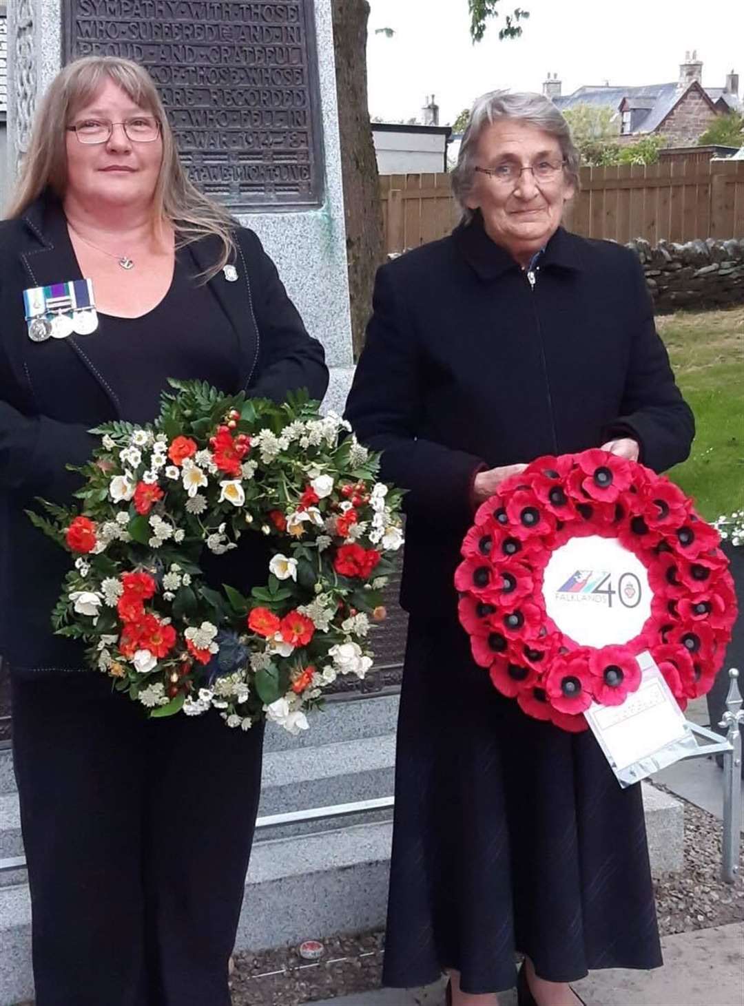 Wreathes were laid to mark the 40th anniversary of the end of the Falklands War.