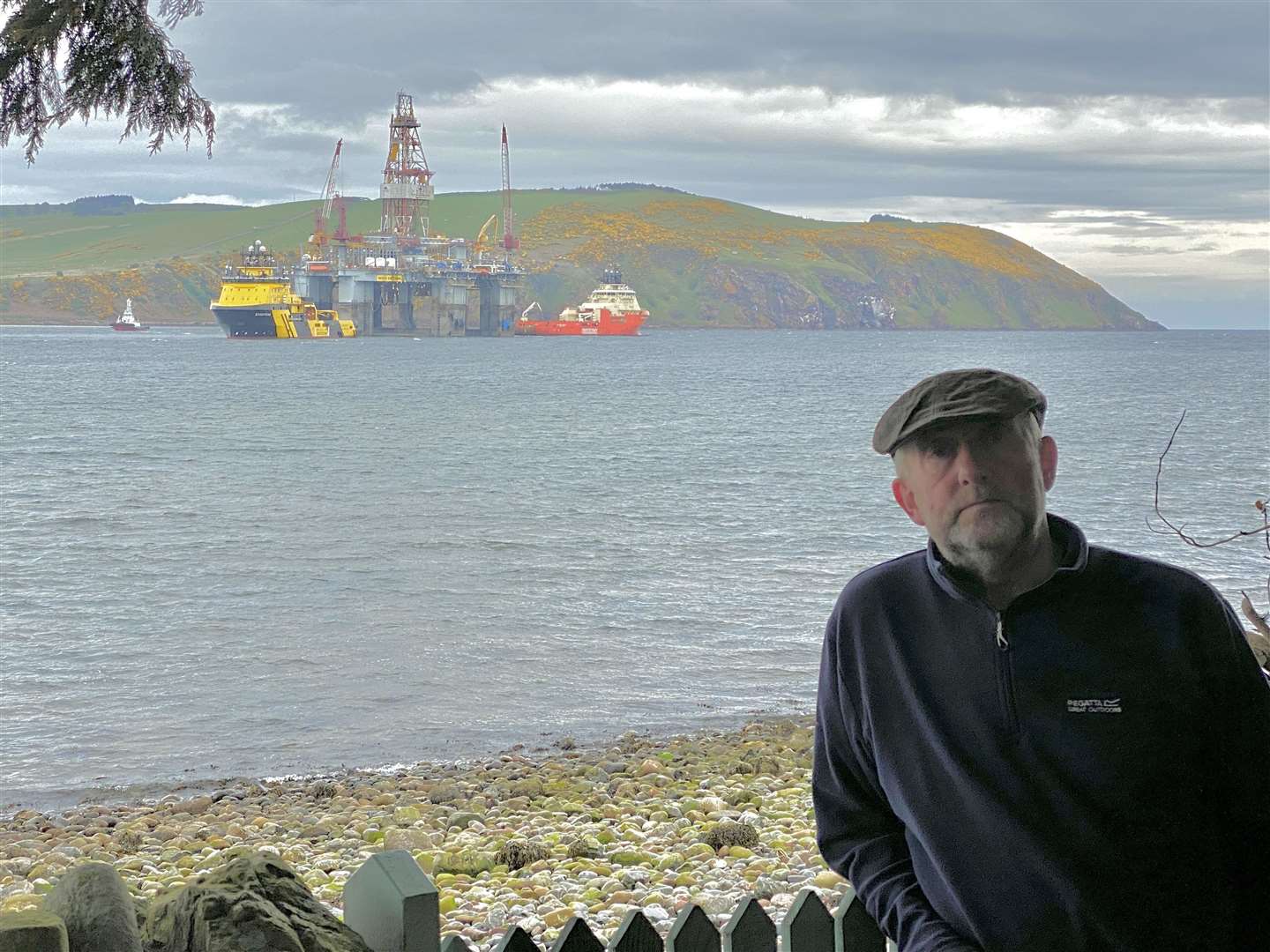 Jeremy Price standing on the beach front at Cromarty overlooking anchorage number 12.