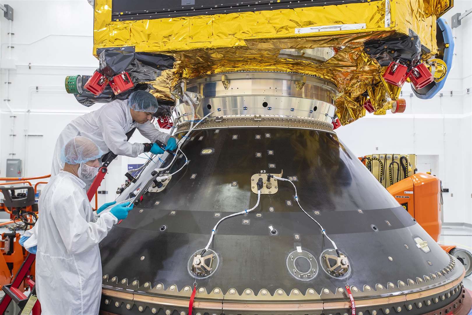 Euclid being secured on SpaceX’s Falcon 9 rocket (ESA/SpaceX/PA)