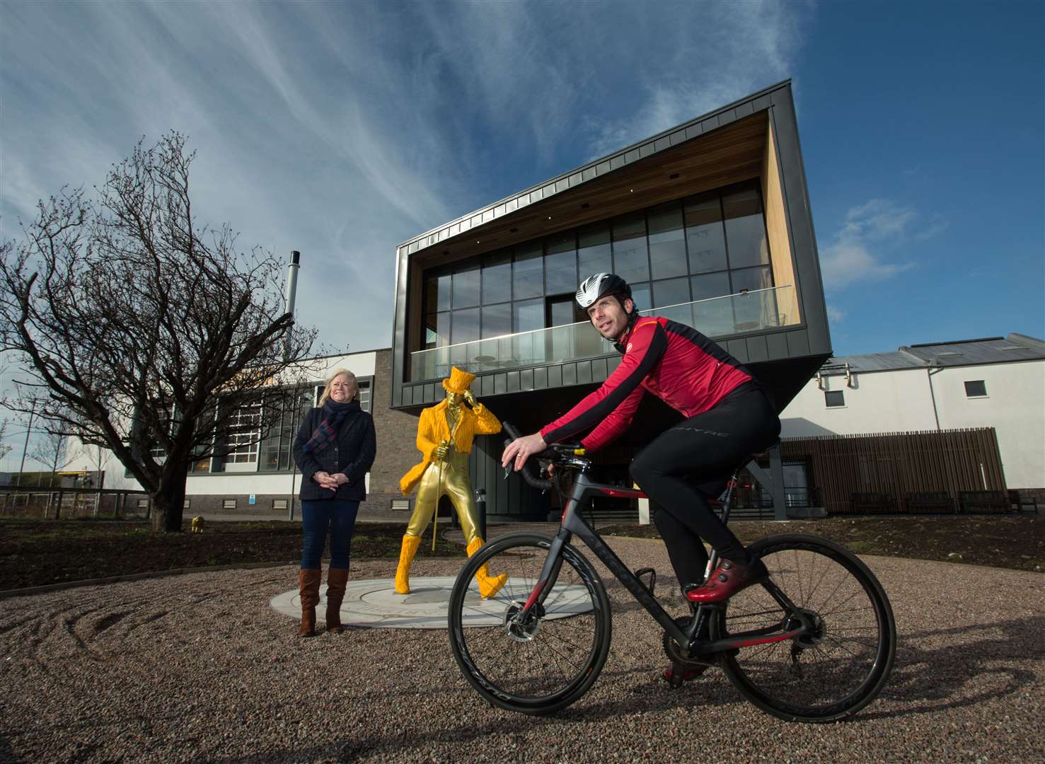 Scots cycling legend Mark Beaumont officially opened the new visitor experience at Clynelish Distillery in April, 2021. Picture: Alison Gilbert.