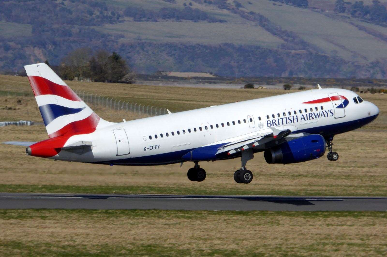 A British airways flight about to take off.