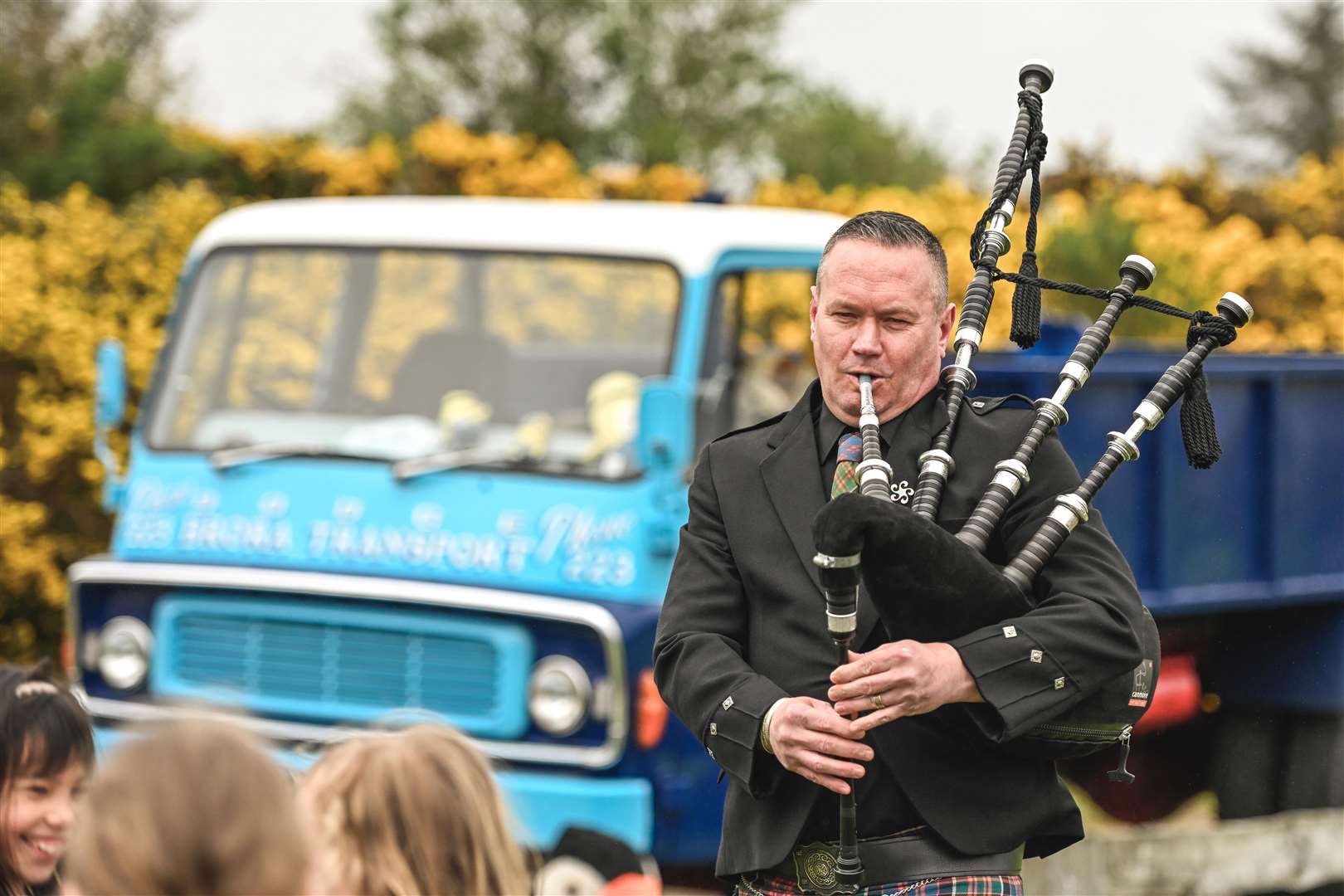 Lone piper Billy McKechnie closed the party. Picture: Ewen Pryde Photography