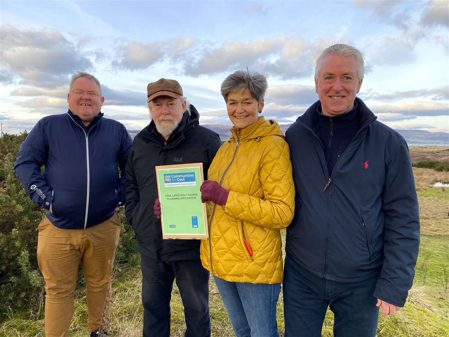 Communities For Coul members, from left, Andy Stewart, Jimmy Yuill, Ginny Knox and Gordon Sutherland with a copy of the planning application.