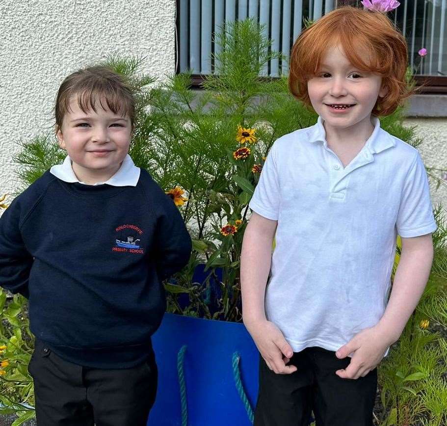 The two new primary one pupils at Kinlochbervie Primary School.