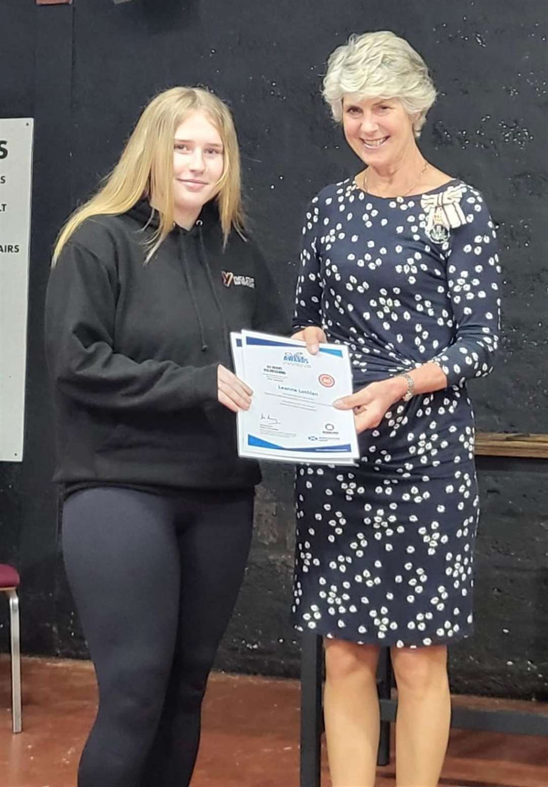 Leanne Lothian completed 100 hours of volunteering to receive a Saltire award.