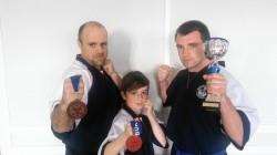 Kickboxers Chud Ridley (left), Jack Ross and Luke Murray put in a good showing at the Edinburgh Open.