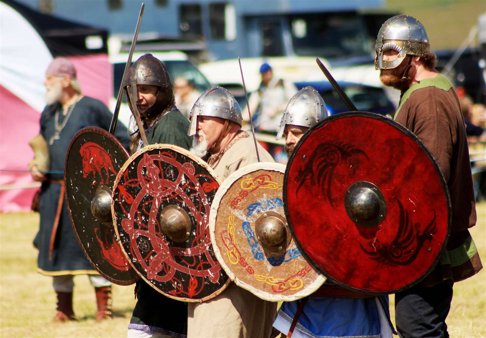 Members of the Glasgow Vikings prepare for battle. Picture: Alan Hendry