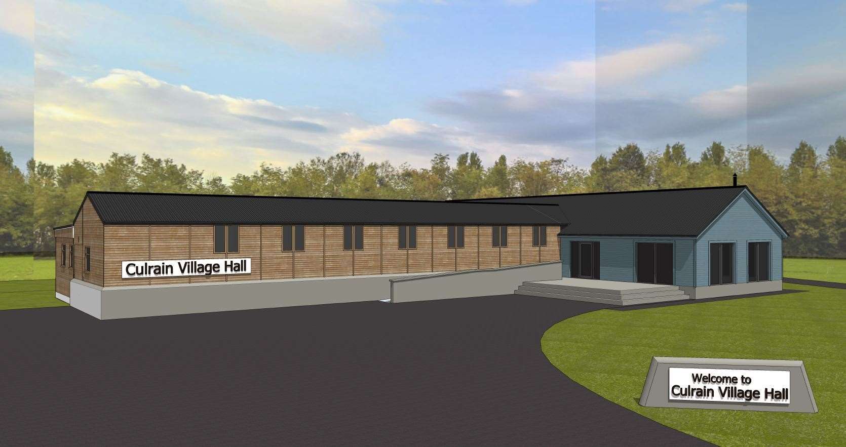 A drawing of the planned new-look Culrain Hall which will include a self-contained bunkhouse. Also planned is a commercial cafe. The scheme is now at the fundraising stage.