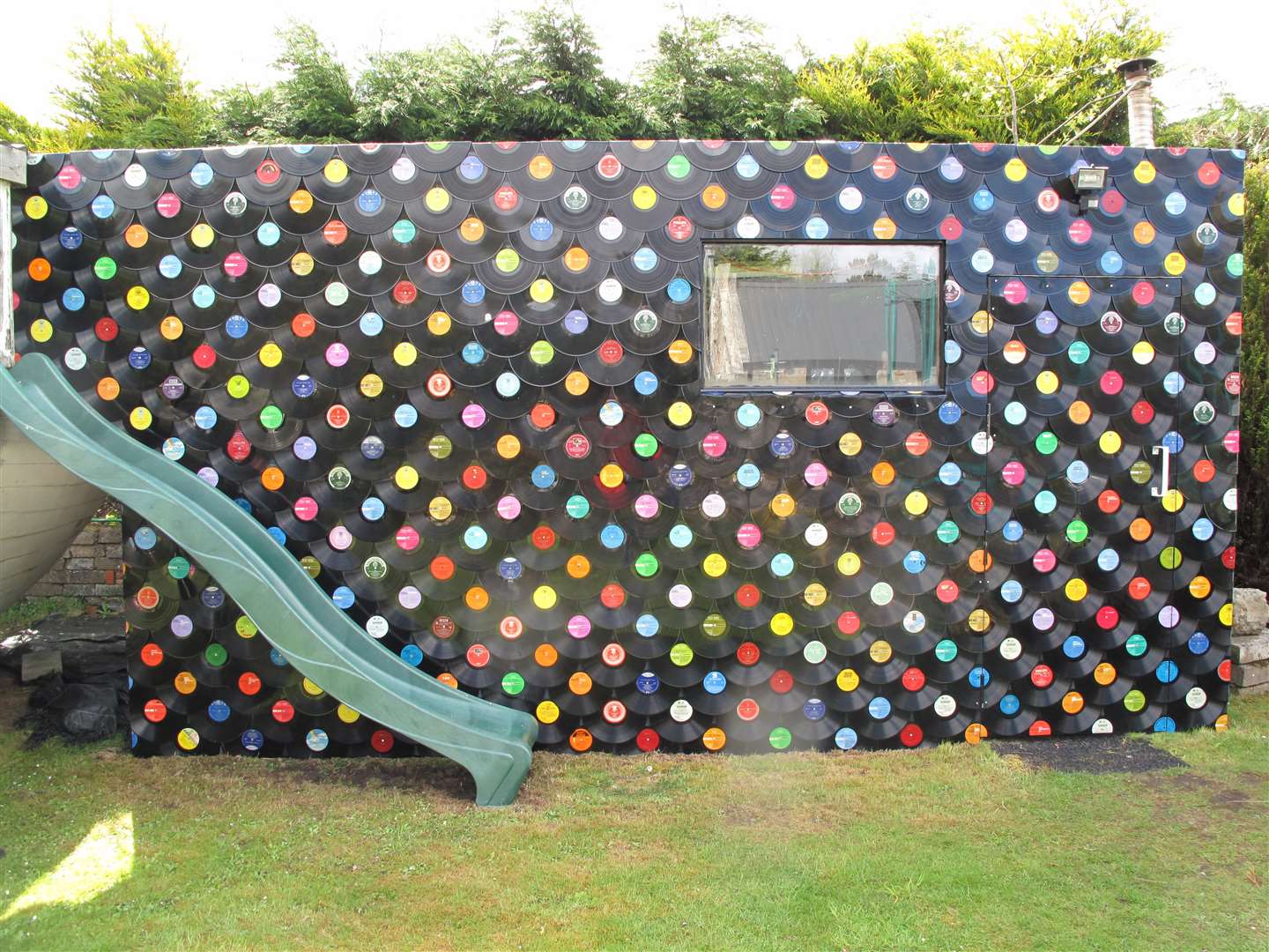 It took some 400 records to give the garden shed a colourful new look.