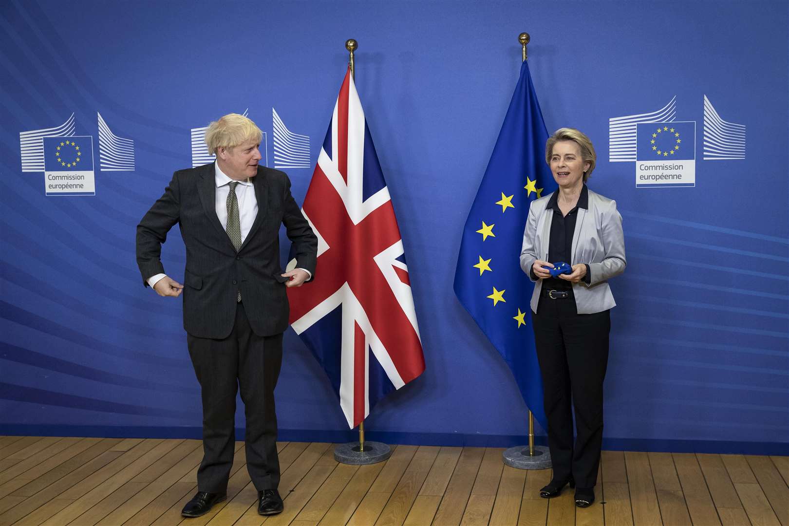 Boris Johnson with European Commission president Ursula von der Leyen (Aaron Chown/PA)