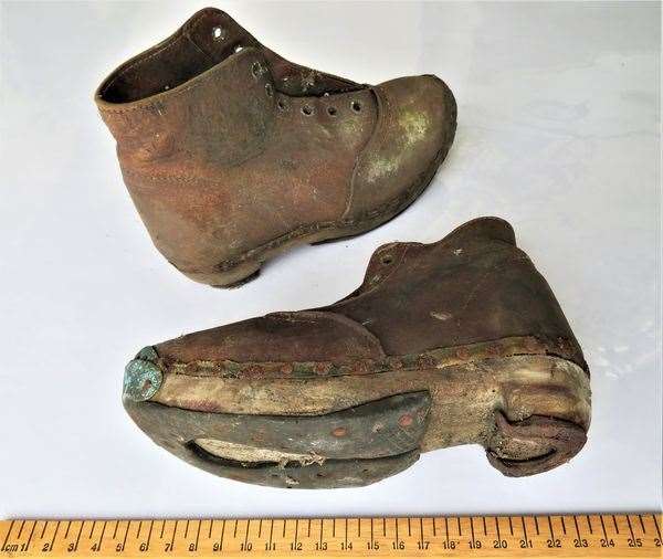 This pair of sturdy boots was donated to the society.