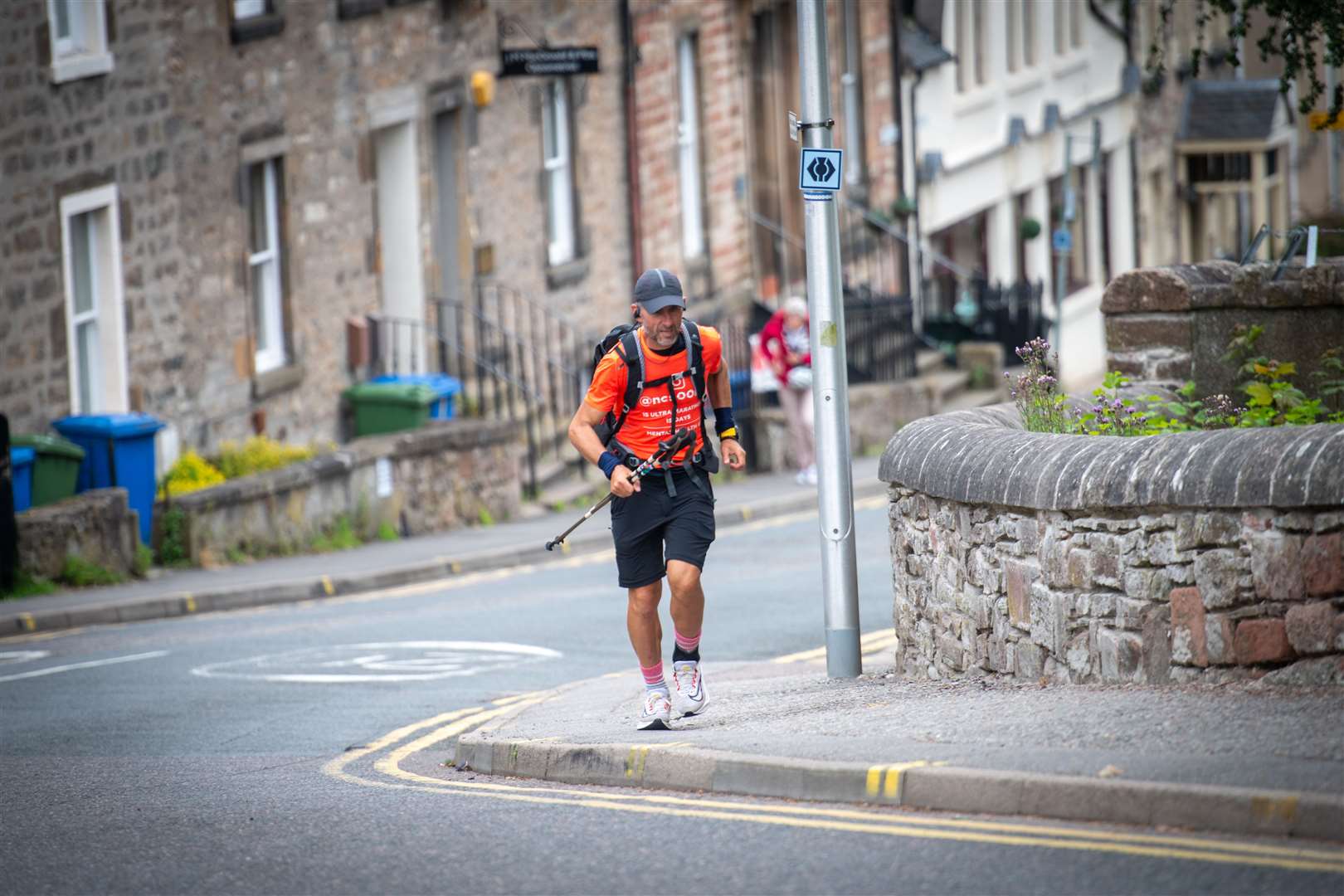 Climbing his last hill of the challenge ... Nicky Forster ran the NC500 unsupported to raise funds for Mental Health UK. Picture: Callum Mackay.