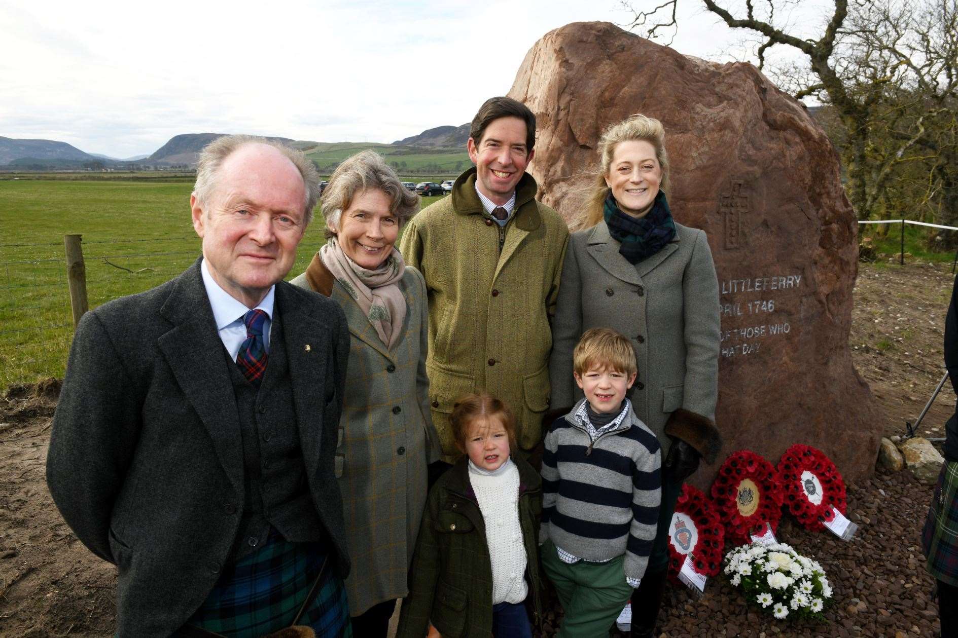 Ronald Munro Ferguson (left), descendant of Lieutenant Hector Munro, with his family. Picture: James Mackenzie.