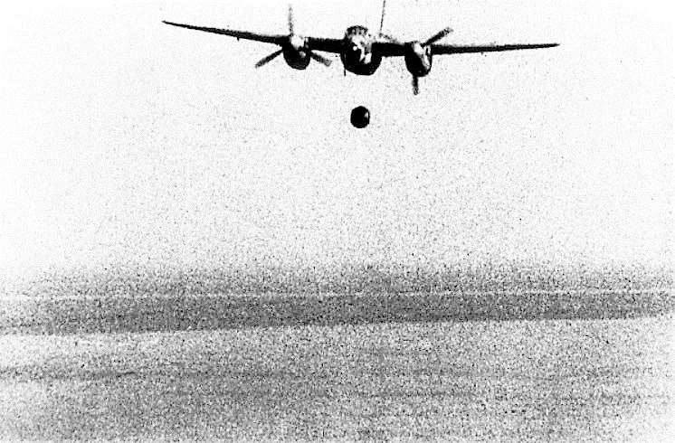 Aircraft flying from Skitten conducted low-level manoeuvres with the Highball bombs.