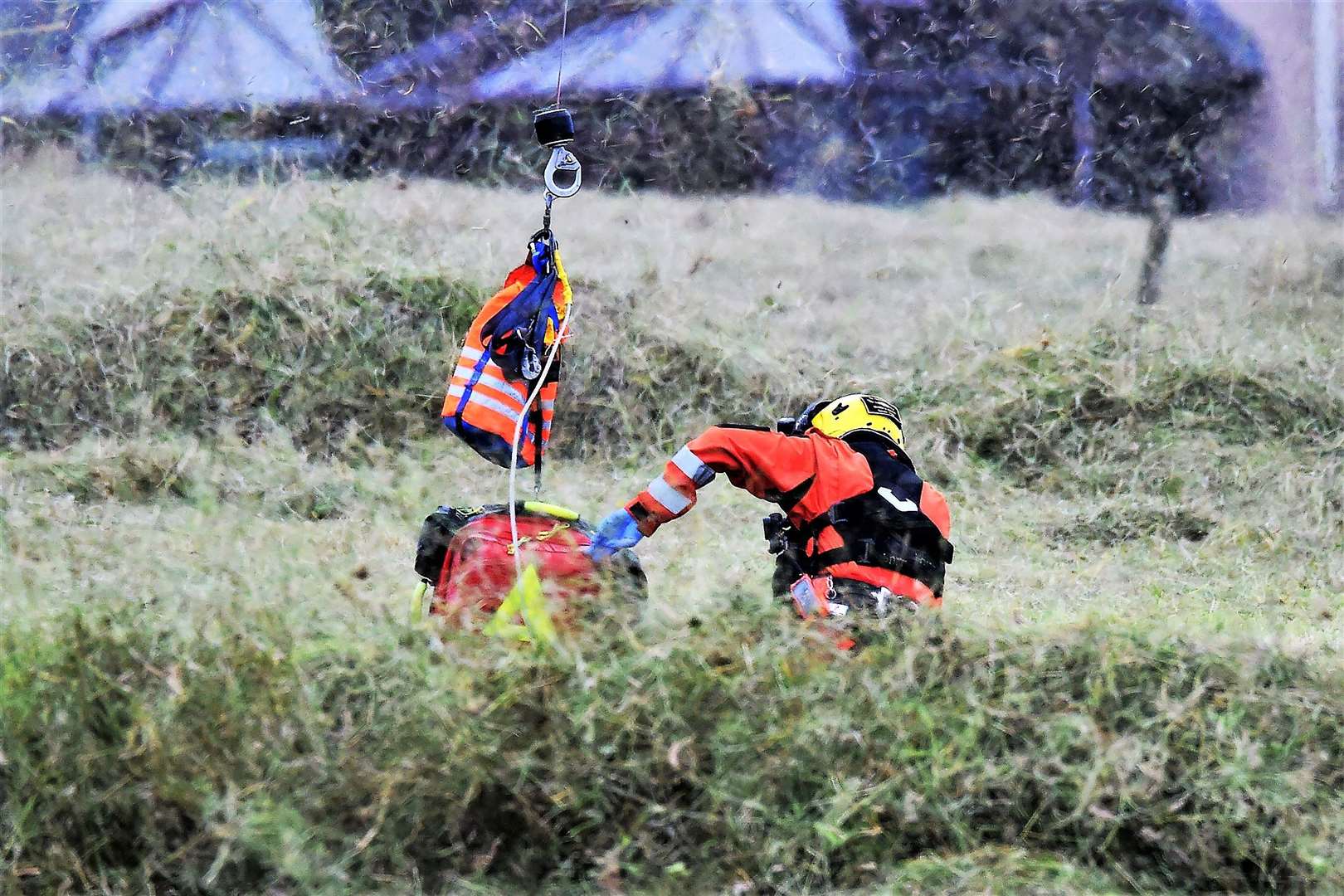 Coastguard lands casualty in field near Victoria Walk in Thurso. Picture: Mel Roger