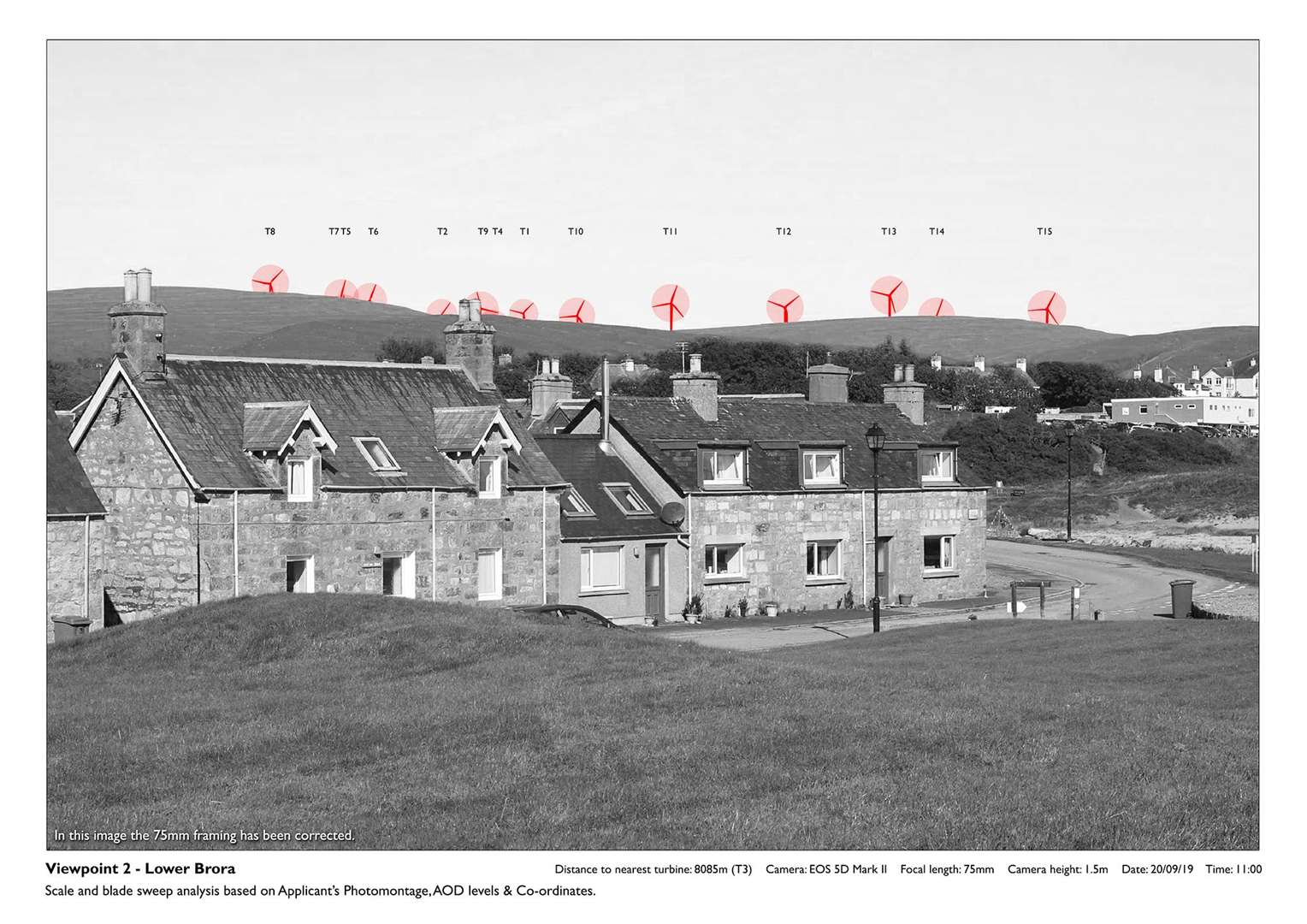 An image of how the turbines will look from Lower Brora.