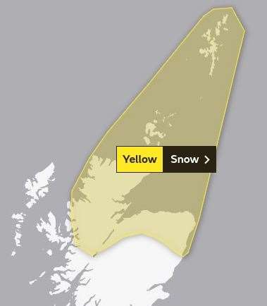 The area covered by the new yellow warning, which runs from 7pm on Tuesday until 10am on Wednesday: Picture: Met Office.