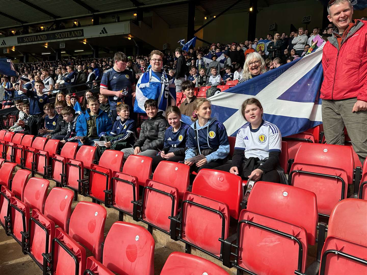 Some of the Kinlochbervie pupils and staff at Hampden for the Cyprus game.
