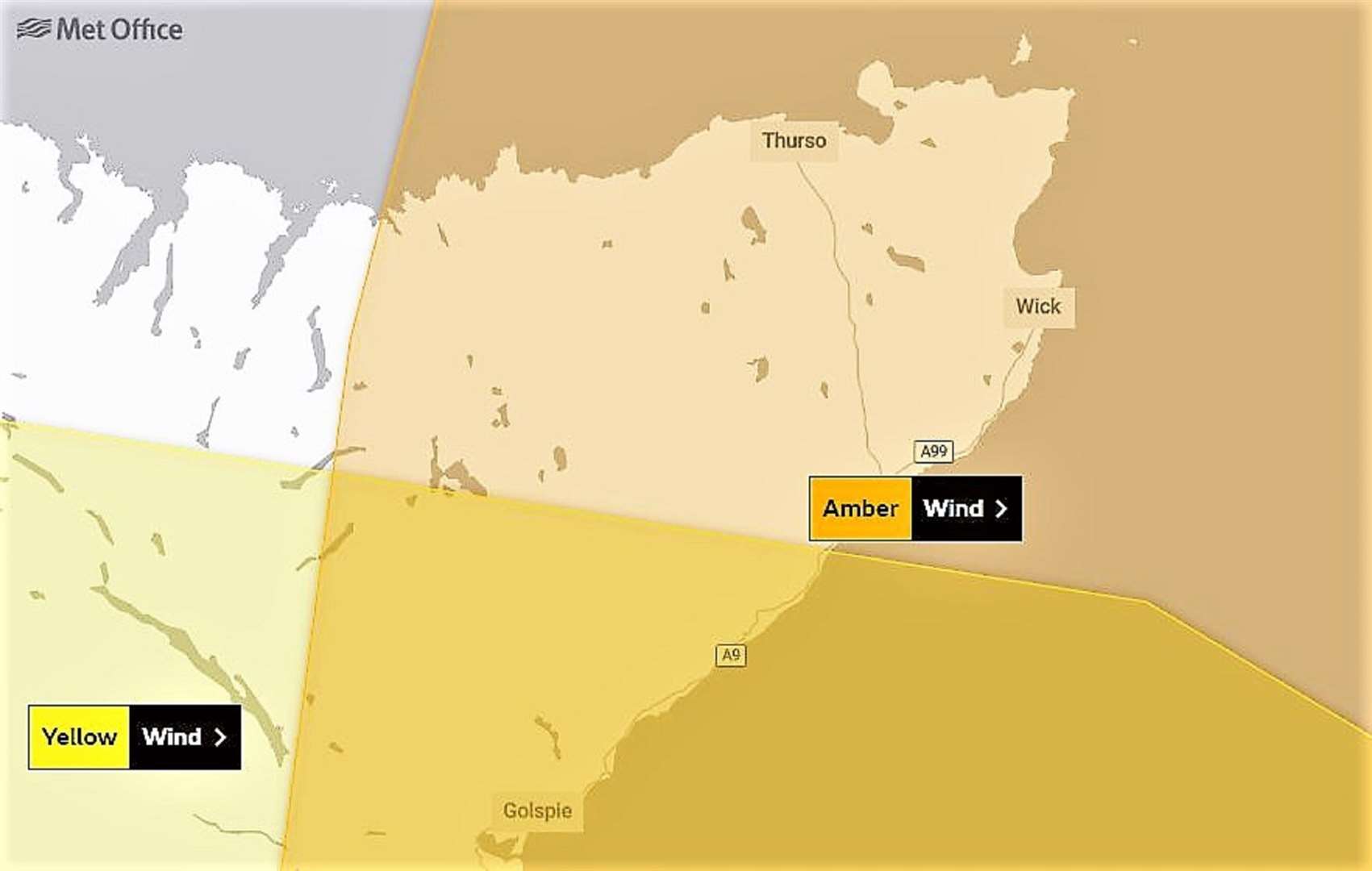 Saturday's Amber warning from the Met Office.