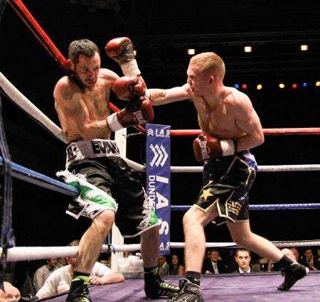 Andrew Mackay (right) in action in Dundee.Picture: Stuart Ward, www.fightographer.co.uk