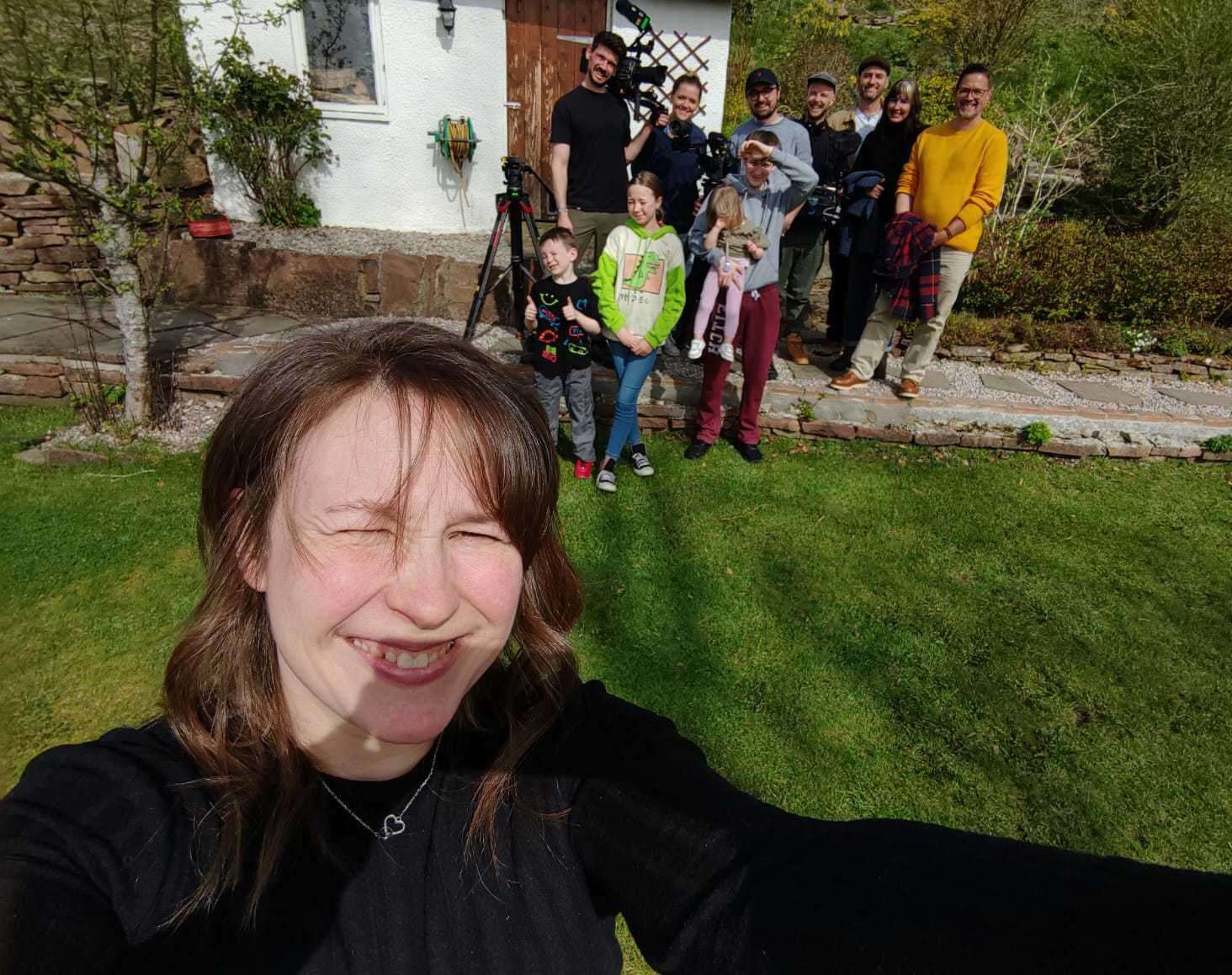 Selfie time with Escape to the Country presenter Alistair Appleton and the crew from the BBC. Picture: Kayleigh Macleod