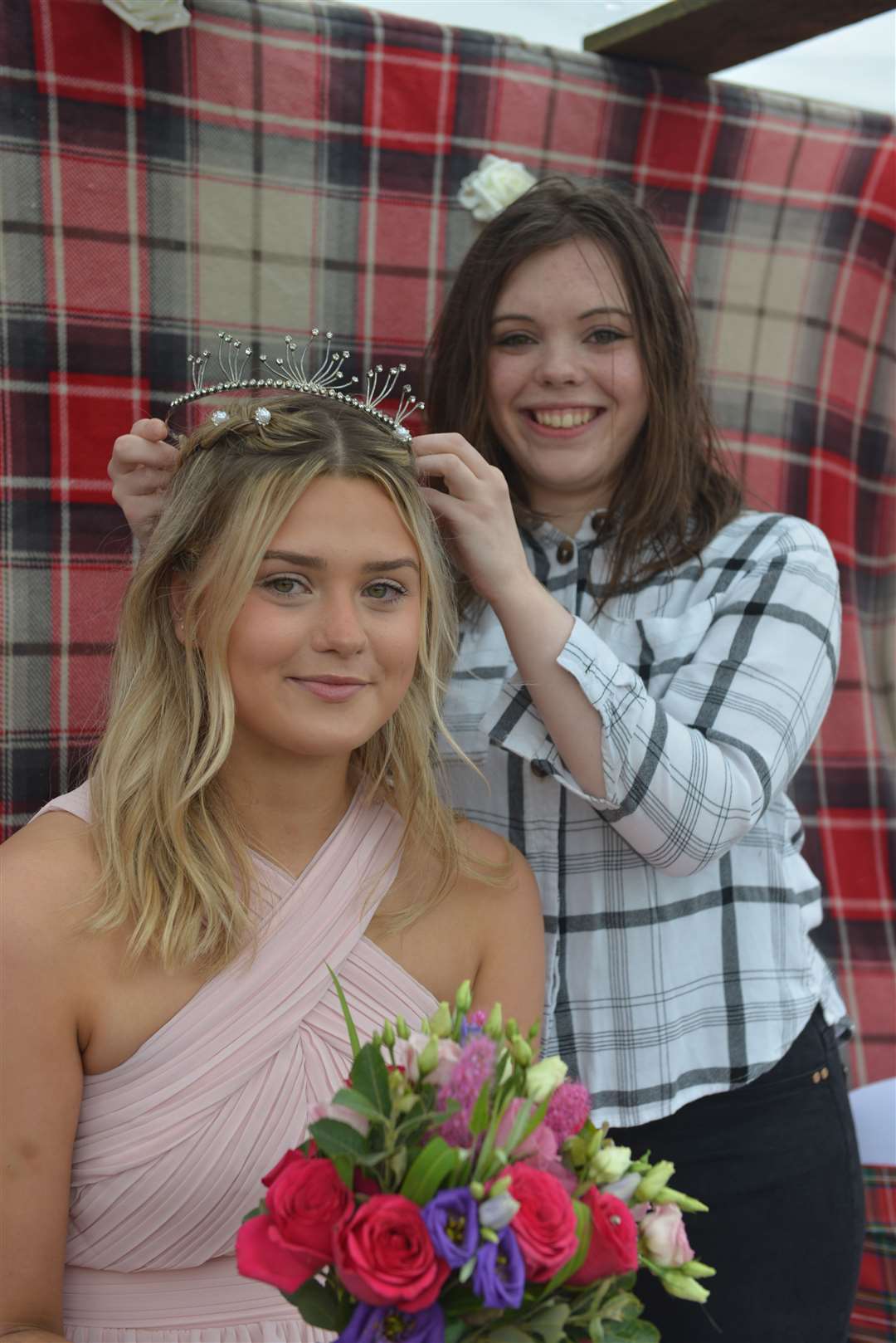 Gala Queen Murron Drennan is crowned by the previous Gala Queen, Anna Magee. Picture: Jim A Johnston