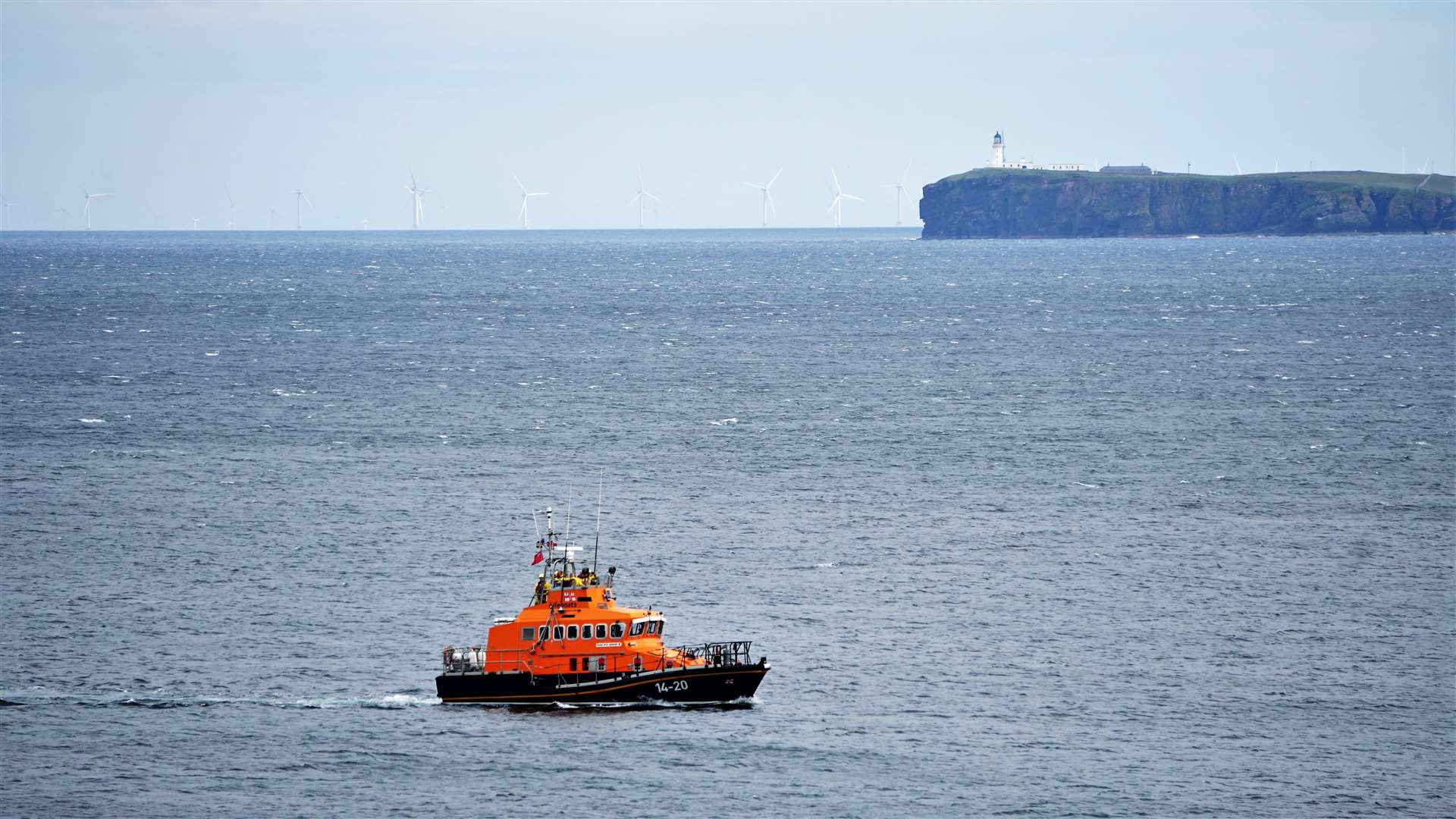 Wick lifeboat searches for the woman in Sinclair's Bay near Keiss harbour. Picture: DGS