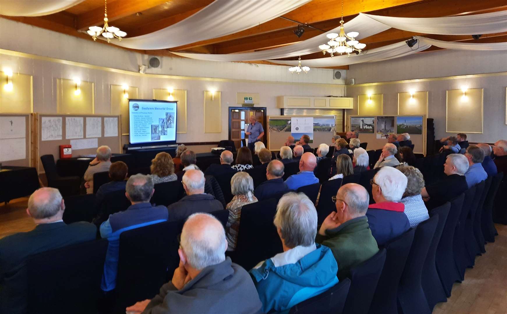 Some of the audience listening to the presentation by sculptor Alan Beattie Herriot at the public meeting in Wick organised by the Seafarers Memorial Group. Picture: Willie Watt