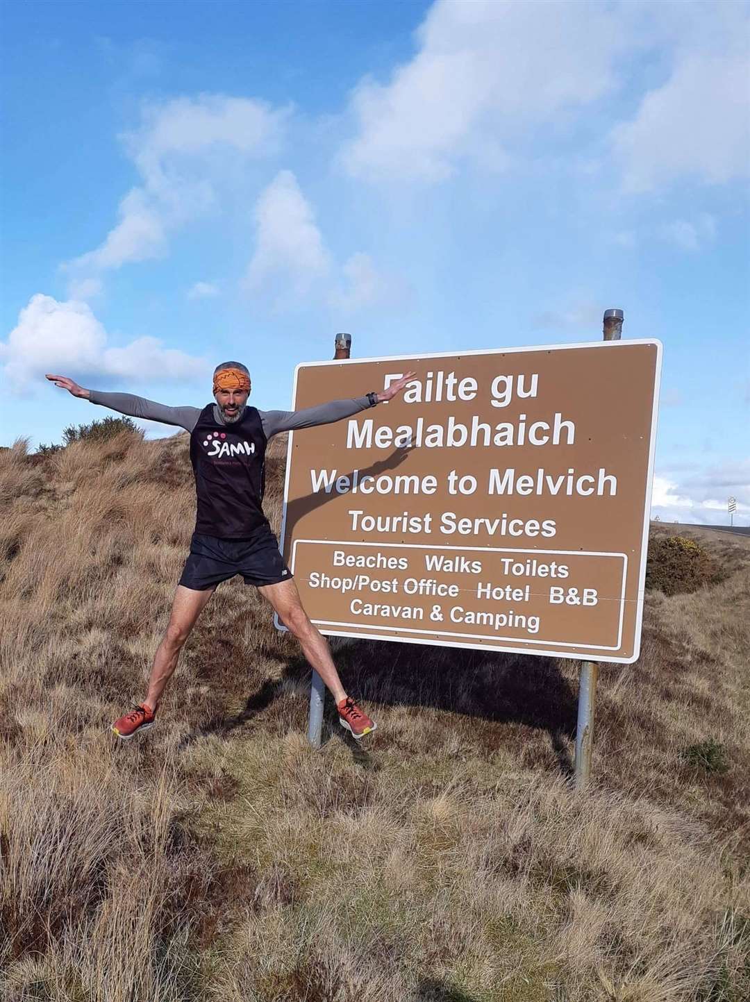 Kenny MacGruer at the start of his 16.4 mile stage from Melvich to Thurso.