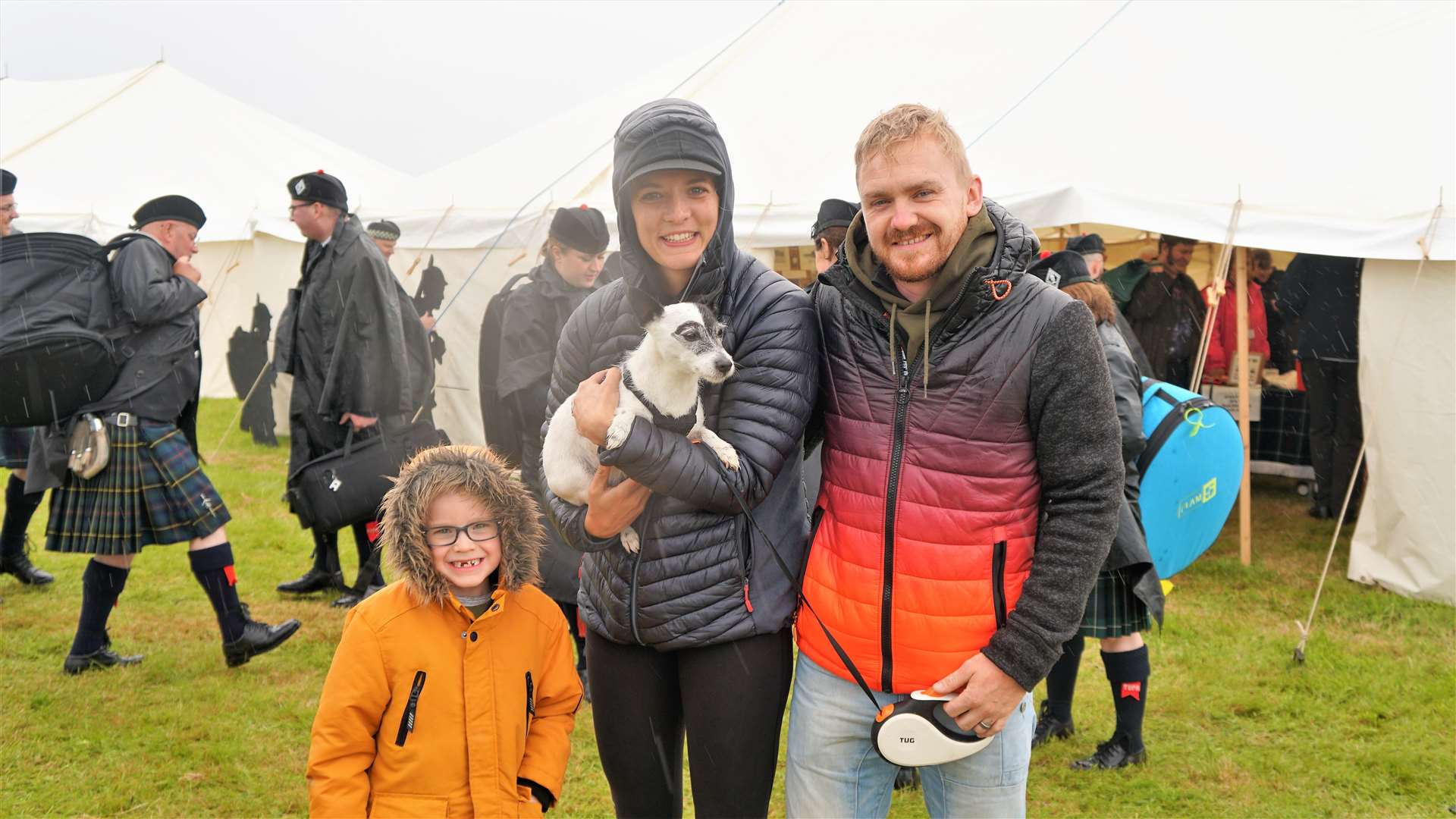 Louise and Sean Hirst with their son Noah and Tilly the dog. The family were travelling the NC500 and just came upon the event by chance. 'We just turned up and saw him [Prince Charles]. It's made our holiday,' said Louise. 'I was shocked and really didn't expect him to be here,' said Sean. Picture: DGS