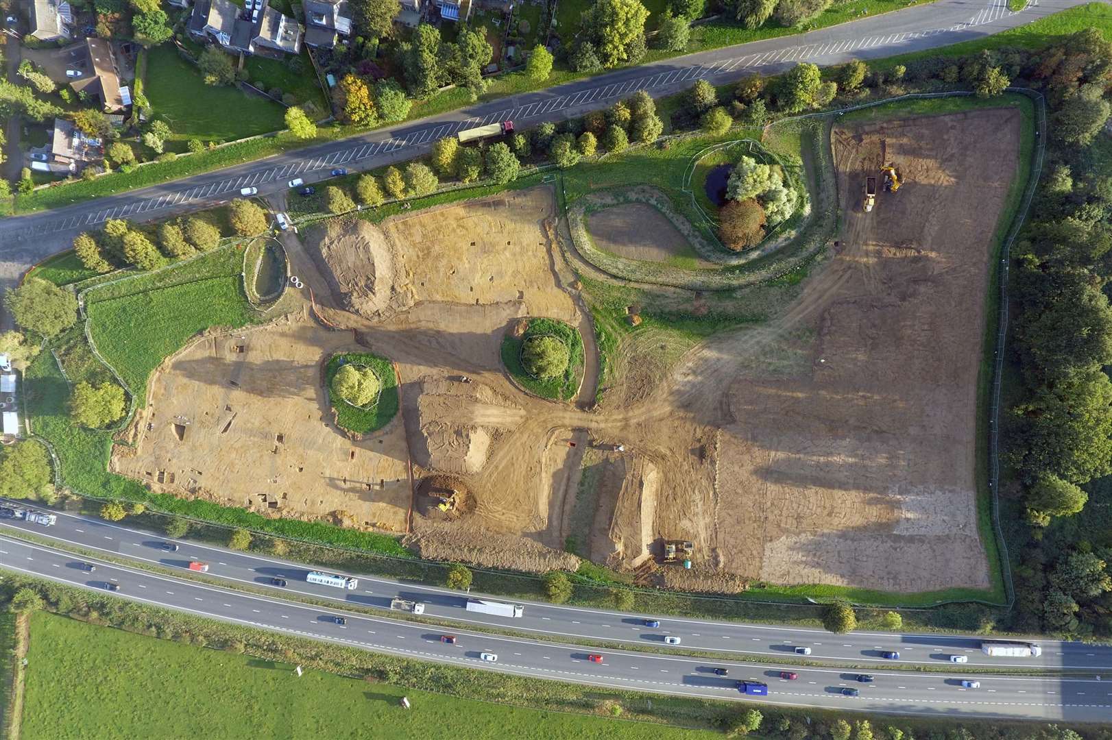 An aerial photograph of the excavation site in Fenstanton (JJ Mac Ltd/PA)