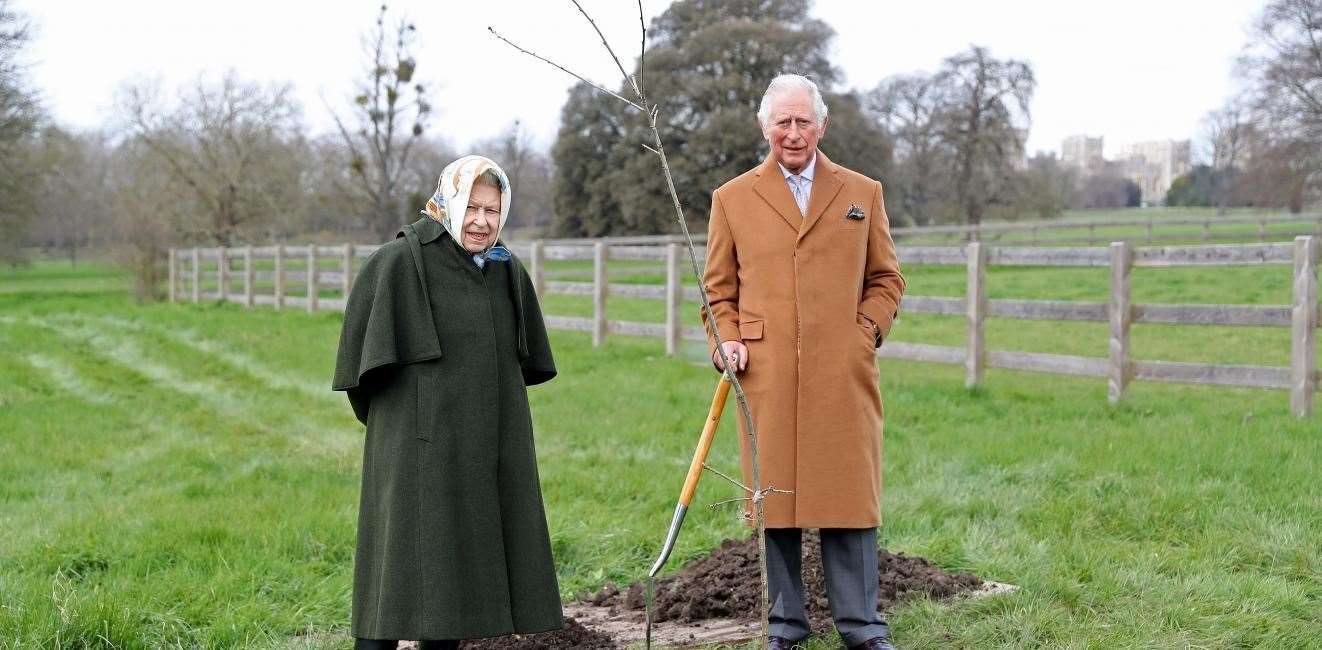 The Queen and Prince Charles at the launch of the Queen's Green Canopy.