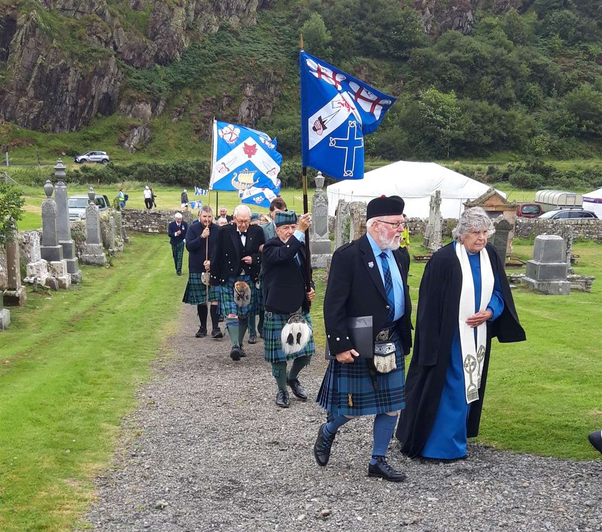 The procession makes its way round Strathnaver Museum.