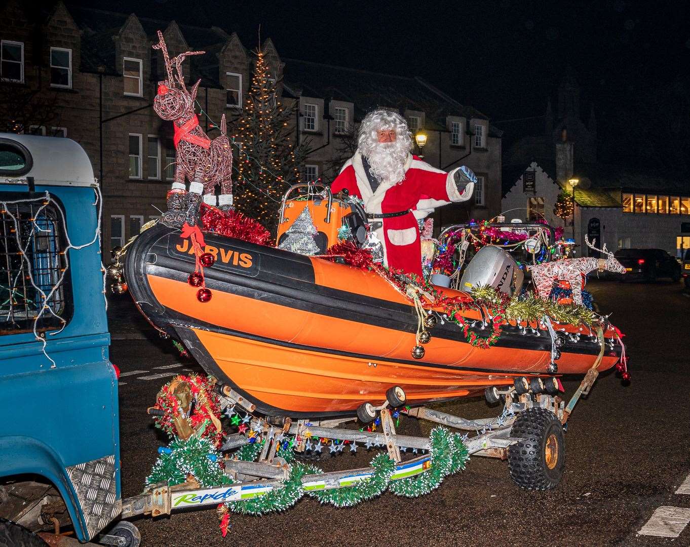 The boat was festooned in tinsel and bedecked with reindeer figures. Picture: Andy Kirby