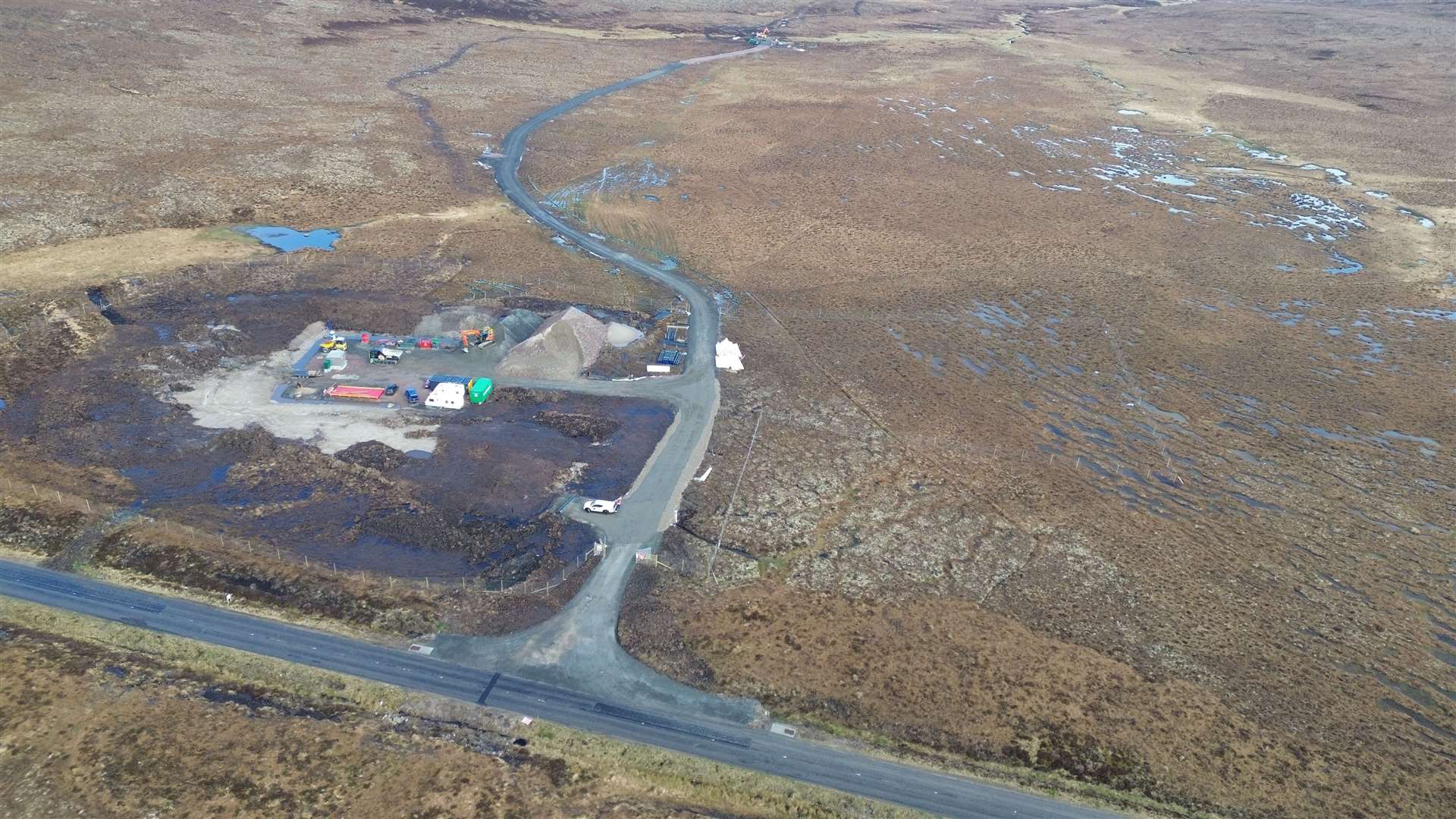An aerial view showing the junction of the A836 with the access road leading to the spaceport.Picture: Orbex