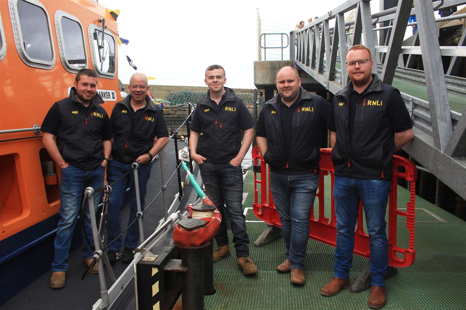 Some of the Wick RNLI crew who welcomed visitors on board the Roy Barker II. Picture: Alan Hendry