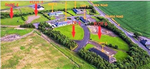 Wick Business Park showing plots three and four where the fly-tipped rubbish is currently situated. The land is owned by Highlands and Islands Enterprise who will get private contractors in to clear the area.
