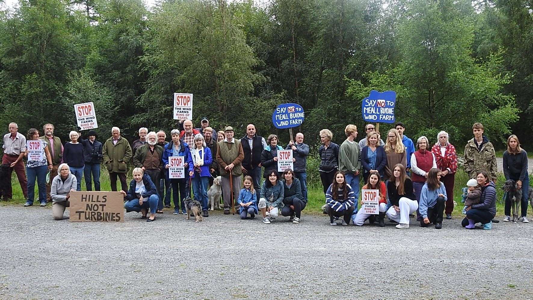 A protest meeting against Meall Buidhe Wind Farm was held at Rosehall Trails before the planning meeting last year.