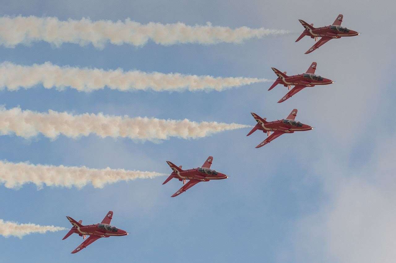 Red Arrows' intensive training over Tain captured brilliantly by David May of Culbokie.