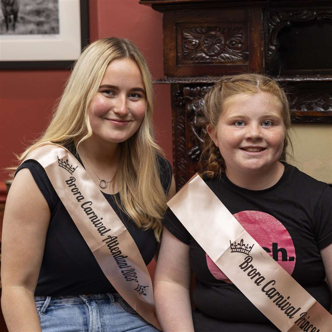 Brora Carnival Week 2023 Princess Daisy Cameron (right) and royal attendant Emma Sutherland. Picture: Louise Mackay