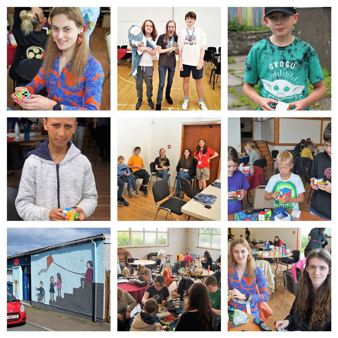 Rubik's cube competition collage.