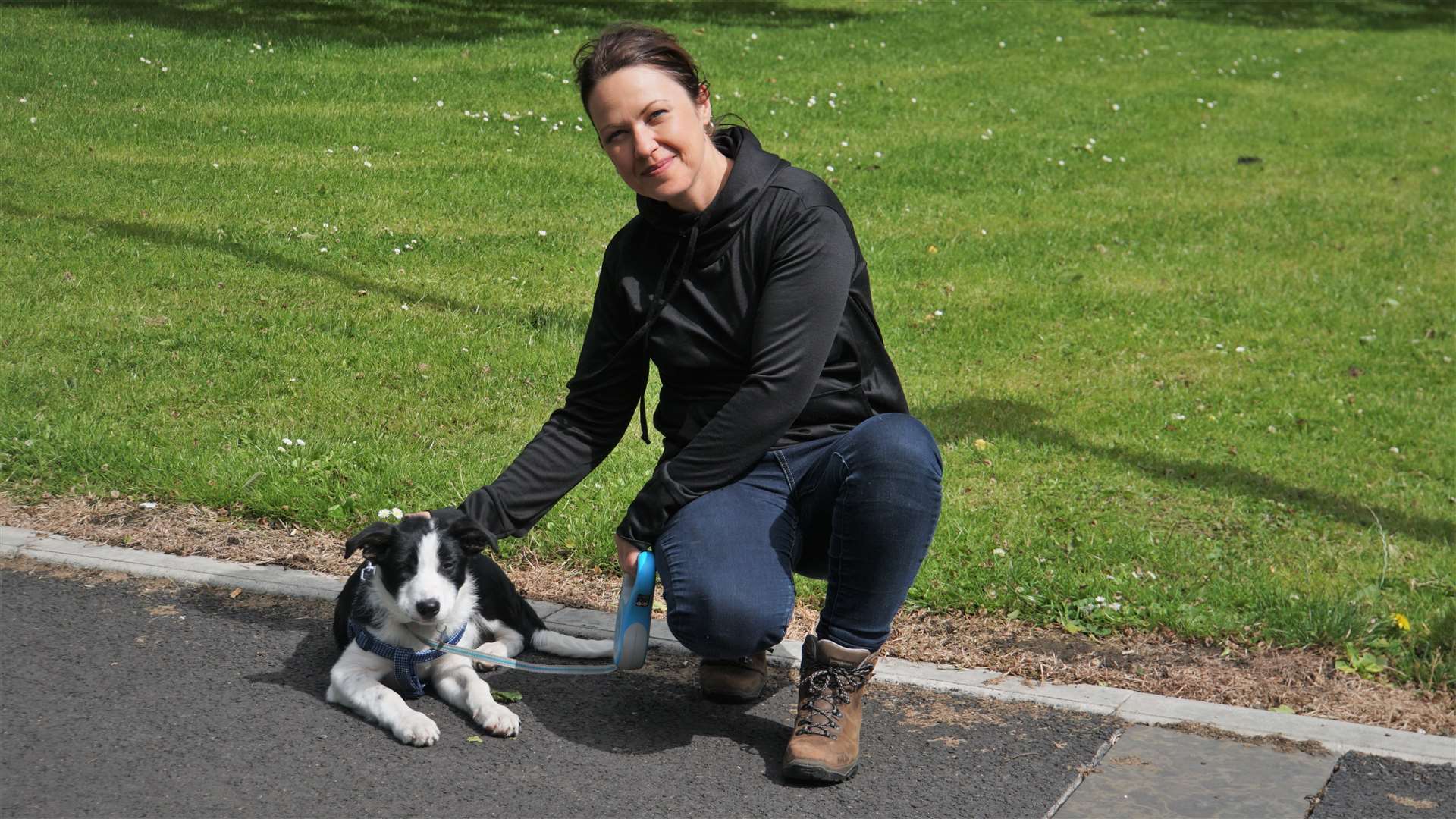 Gail outside her home in Argyle Square, Wick, with her dog Monty. Pictures: DGS