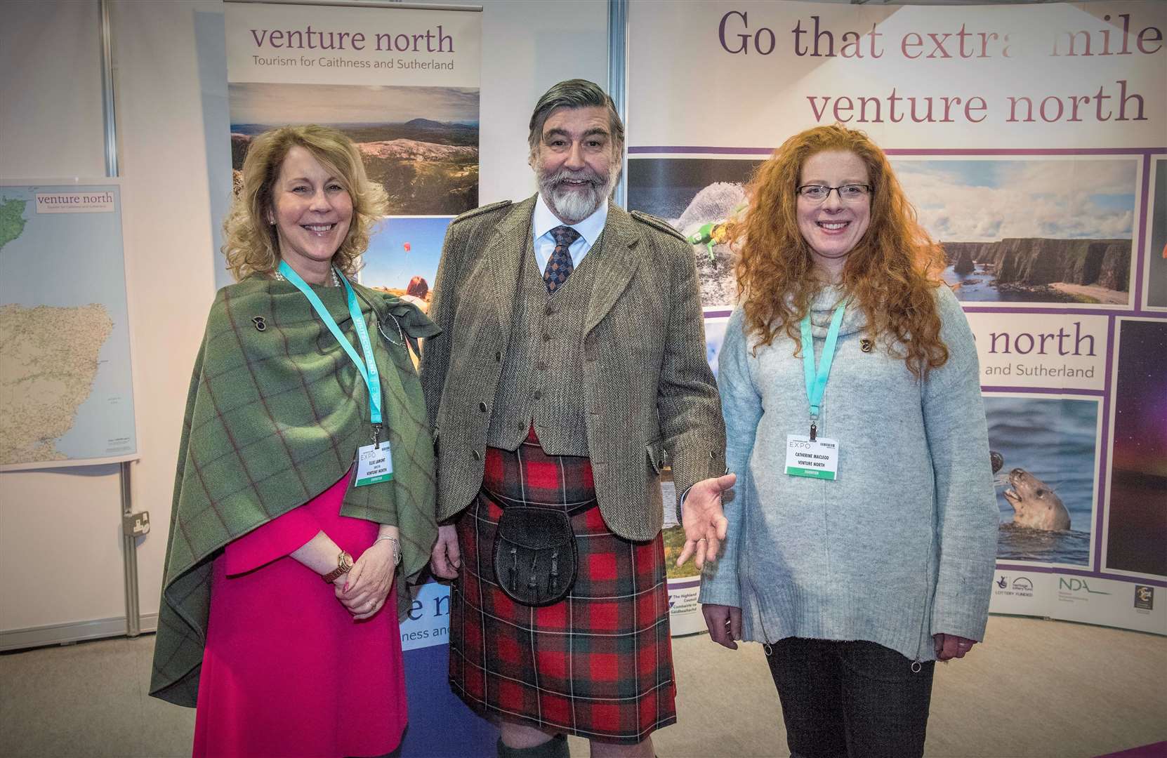 Ellie Lamont, left, vice chair of Venture North next to chair of VisitScotland Lord Thurso and Catherine Macleod, chair of Venture North, Picture: Chris Watt