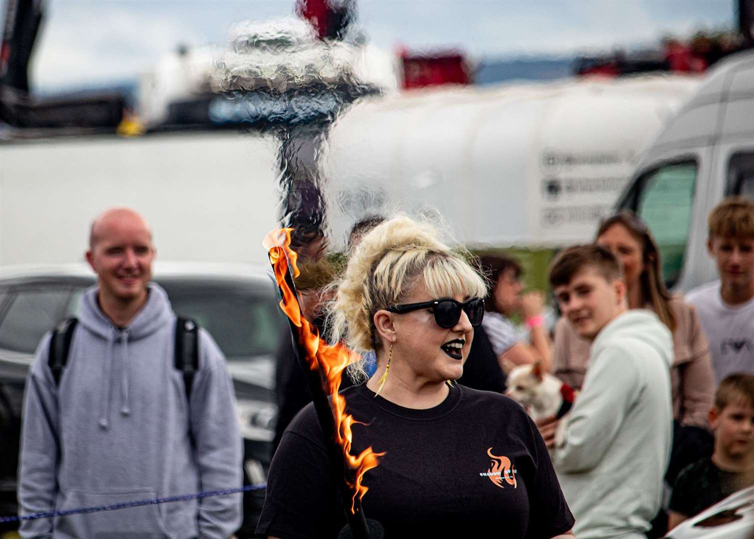 This year's side entertainment was quite literally "on fire". Photo: Niall Harkiss