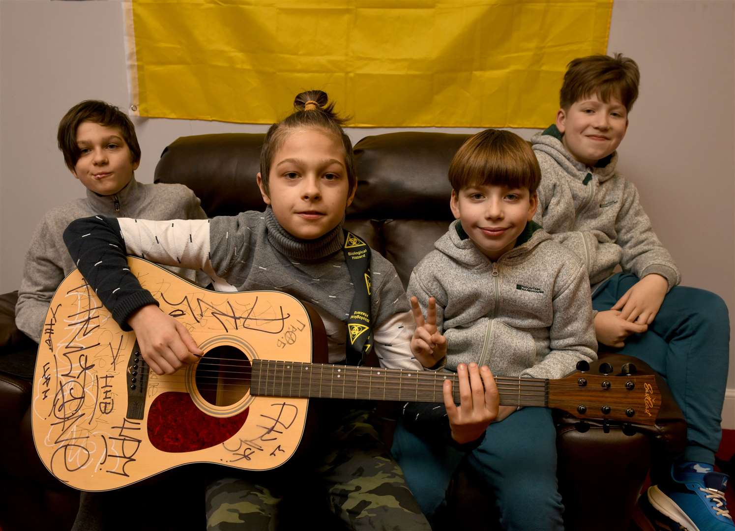 Mark and Luka Kushch, Ustym and Demian Kalyta are among the Ukrainian children in Inverness facing a second Christmas away from home