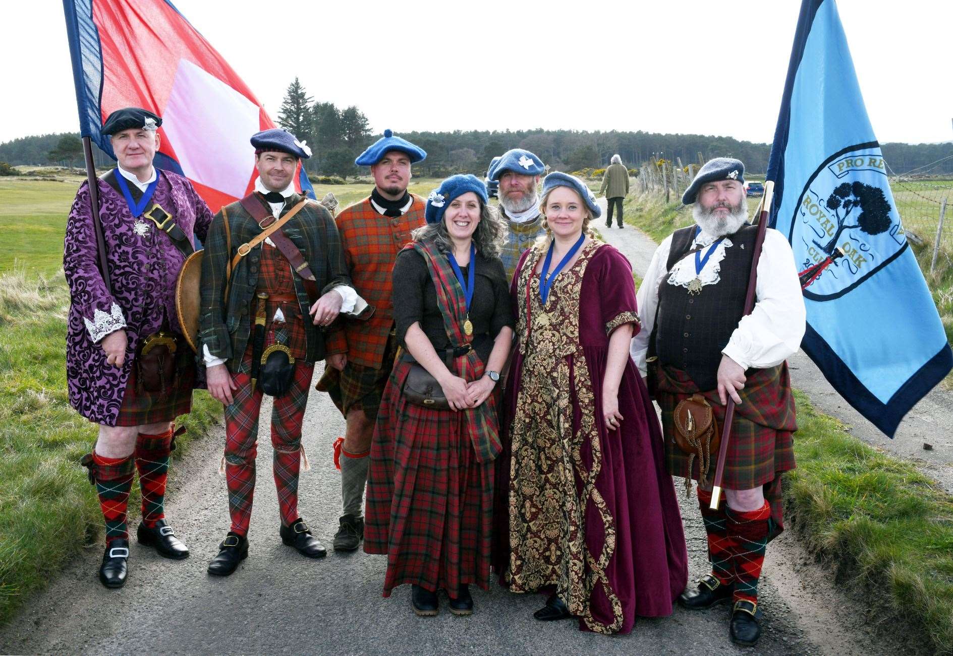 A reenactment group added colour and vibrancy to the ceremony. Picture: James Mackenzie.