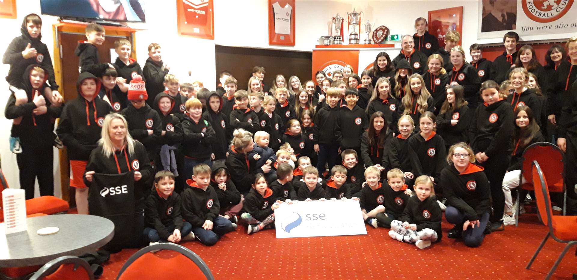 The new hoodies were distributed at a gathering at Brora Rangers Social Club yesterday evening.