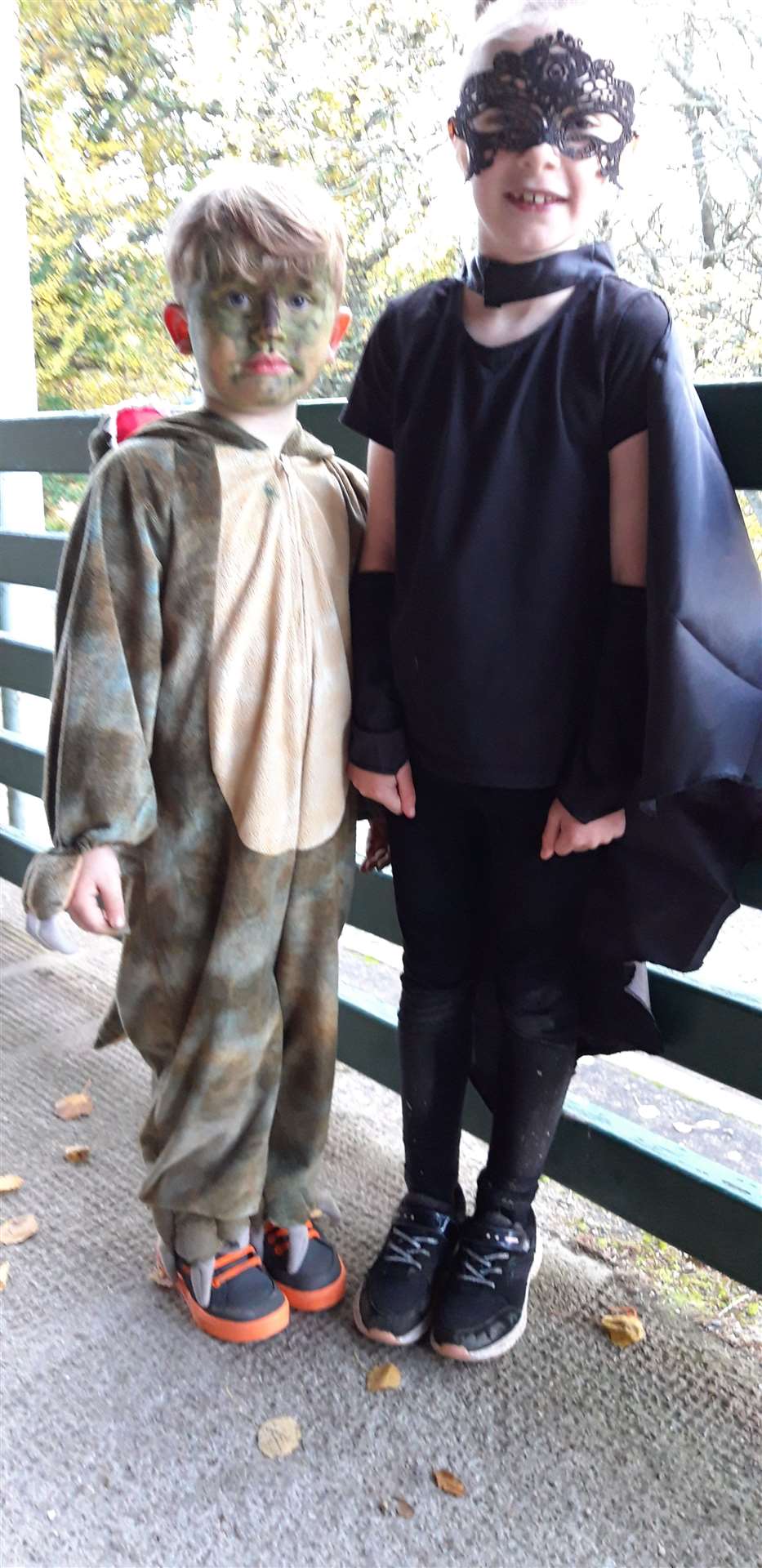 Ethan Lee (5) dressed up as a dinosaur and Hallie Meldrum (8) as a bat.