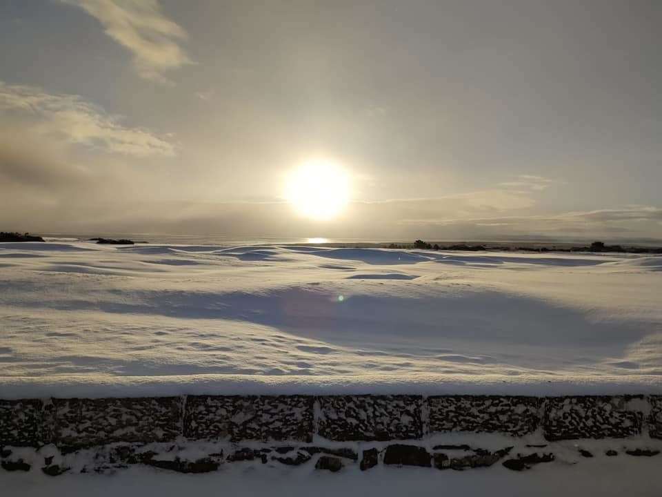 Early morning shot of the snowfall looking across to Royal Dornoch Golf Course. Photo: Keely Webster